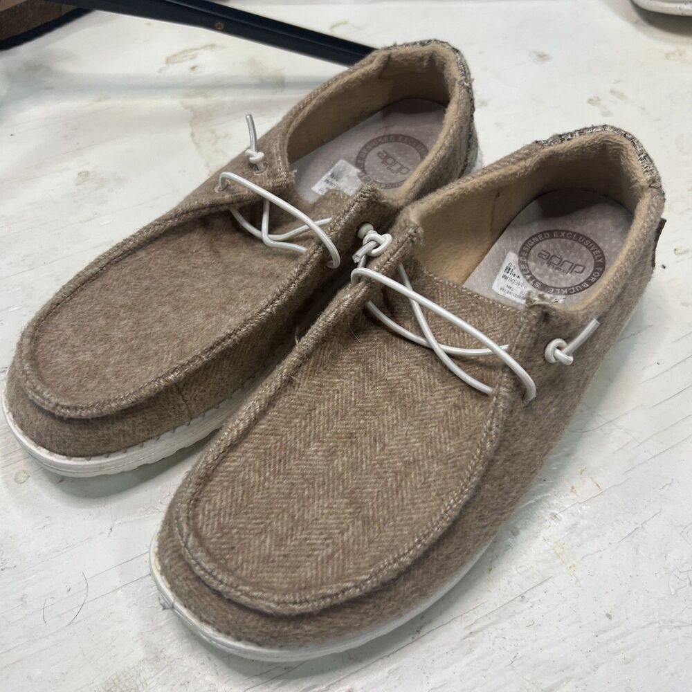 HeyDude Wendy Crafted Boho Slip On Ladies Shoes Laces Tan Loafer Elastic Size 8